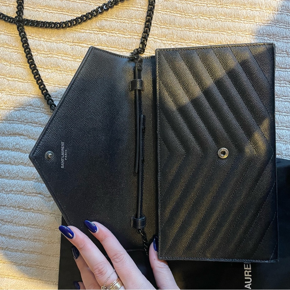 YSL black on black envelope handbag - Picture 13 of 13